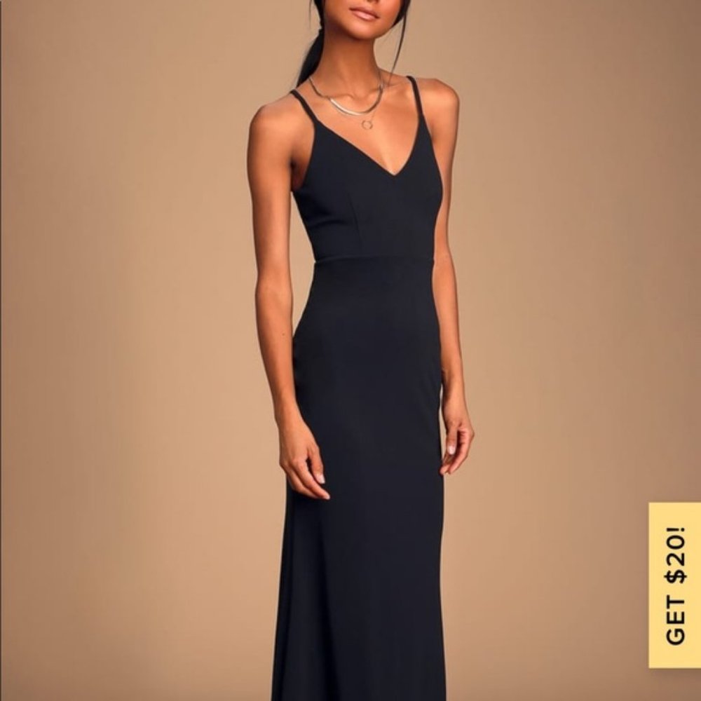 Moments Of Bliss Black Backless Mermaid Maxi